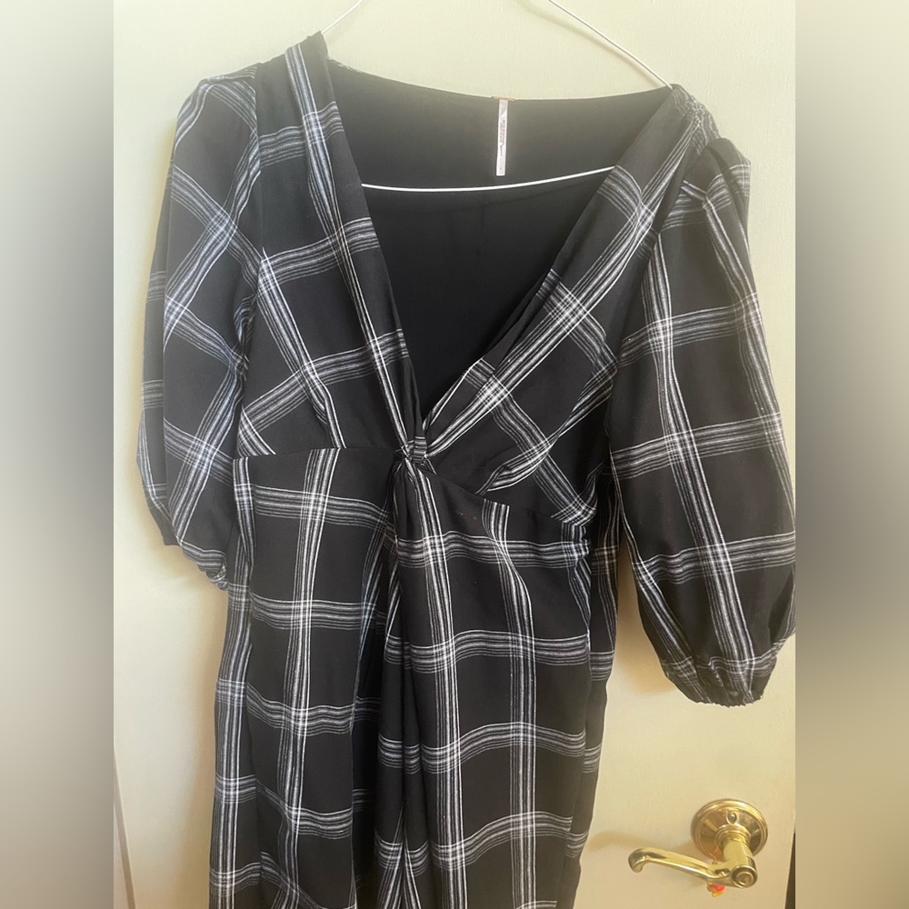 Free people plaid v neck dress